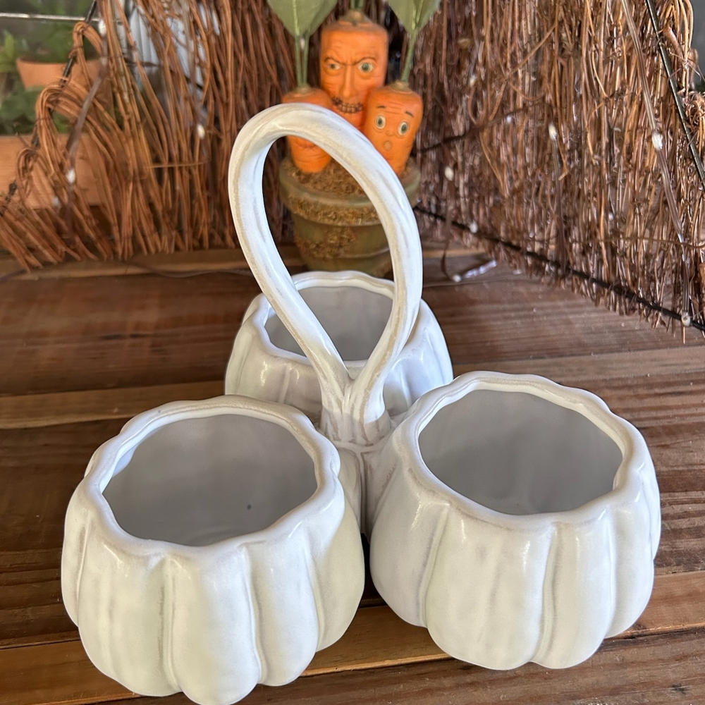 Pottery Barn Sm. Pumpkin Condiment Caddy! (Ceramic)